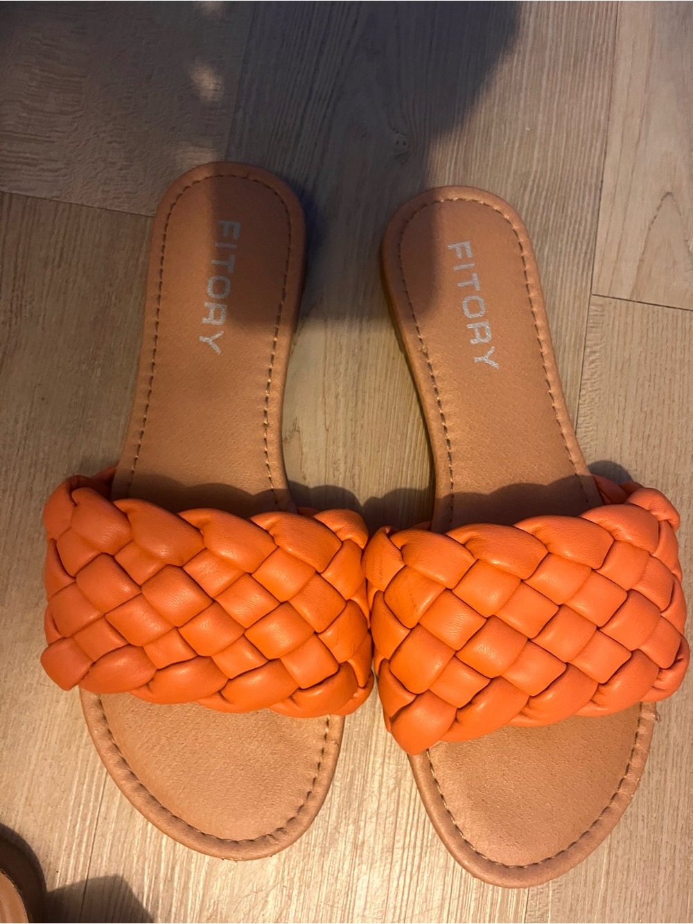 Fitory Orange Braided Slide Sandals - Women's Slip-On